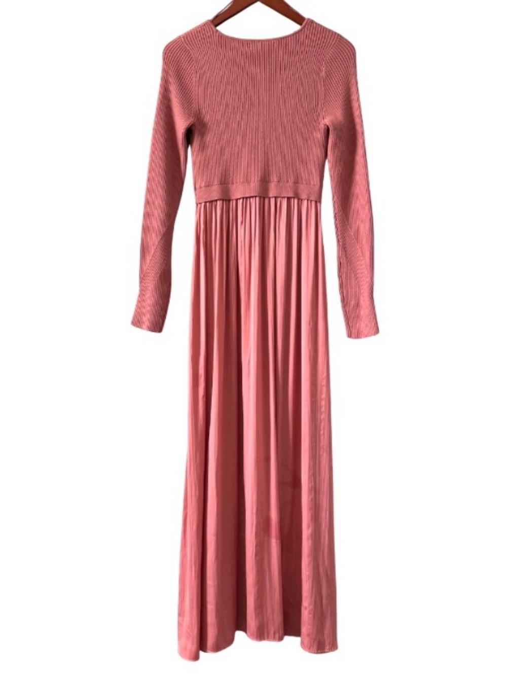 Anthropologie Thea Twofer Sweater Rib-Knit Maxi Dress in Dusty Rose - Picture 2 of 11